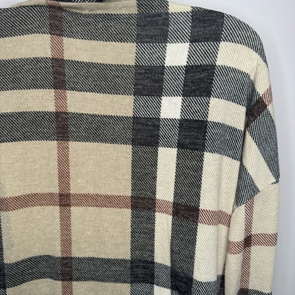 Eclipse Plaid Open Cardigan with Pockets Small - Picture 2 of 12